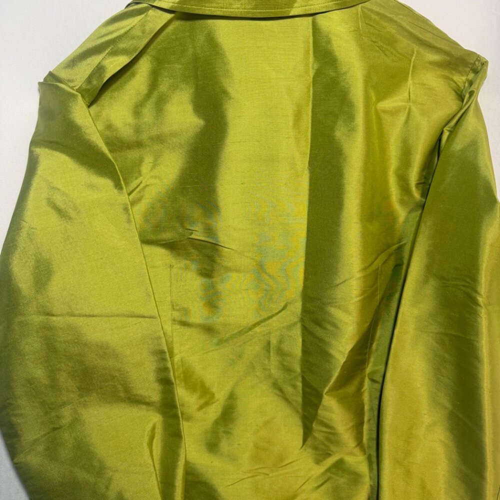 Rafaella 100% Silk Blouse Green Button Front Long Sleeve Career Top Women M - Picture 7 of 8